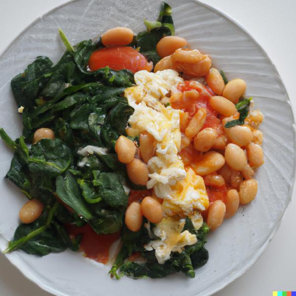Завтрак "Солнце на тарелке" с яйцами и овощами